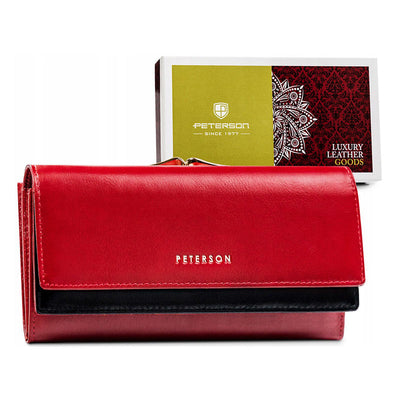 Γυναικείο πορτοφόλι από γνήσιο φυσικό δέρμα GPD462, Κόκκινο/Μαύρο 1