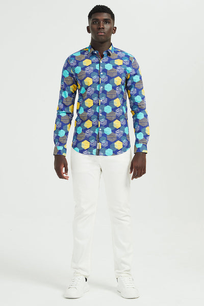Ανδρικό πουκάμισο Terrell, Γαλάζιο/Κίτρινο 1