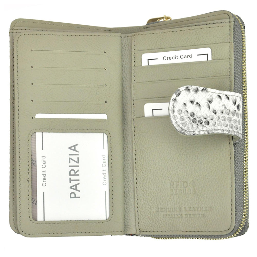 Γυναικείο πορτοφόλι από γνήσιο φυσικό δέρμα GPD329, Γκρί/Πορτοκάλι - με προστασία ασύρματης ανάγνωσης RFID 5