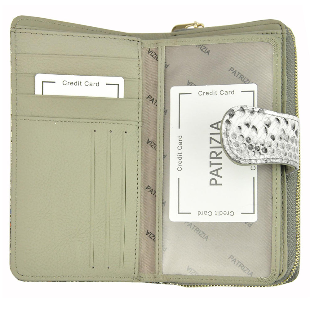 Γυναικείο πορτοφόλι από γνήσιο φυσικό δέρμα GPD329, Γκρί/Πορτοκάλι - με προστασία ασύρματης ανάγνωσης RFID 8