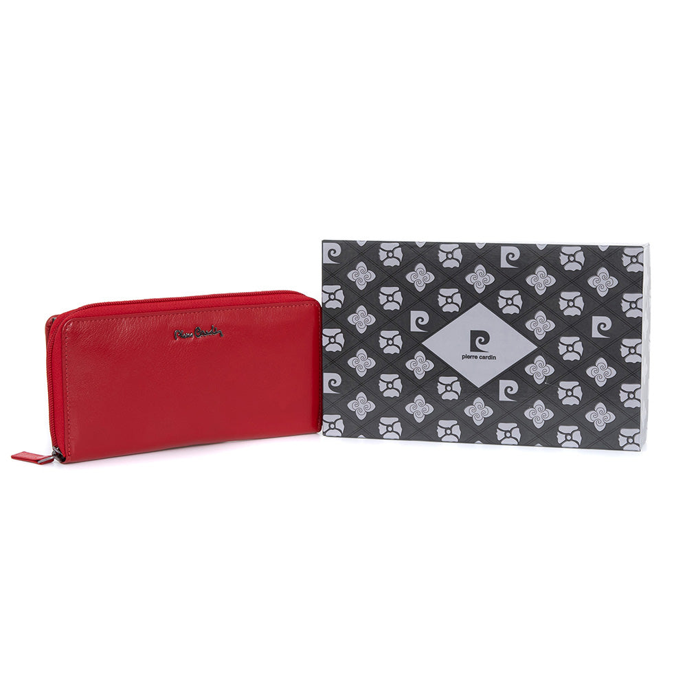 Pierre Cardin | Γυναικείο πορτοφόλι από γνήσιο φυσικό δέρμα GPD452, Κόκκινο 2