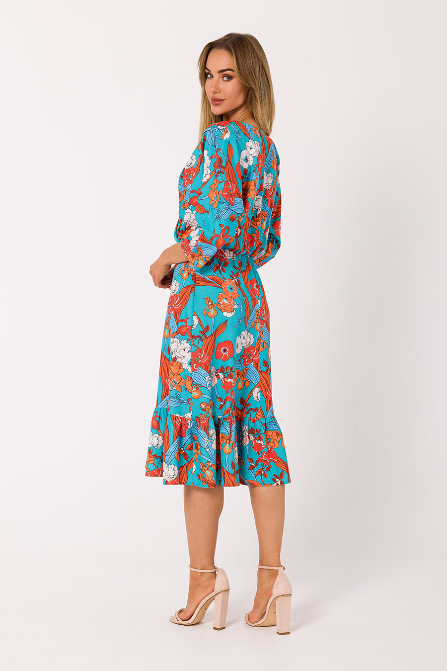 Γυναικείο φόρεμα Anidora, Γαλάζιο/Πορτοκάλι 3
