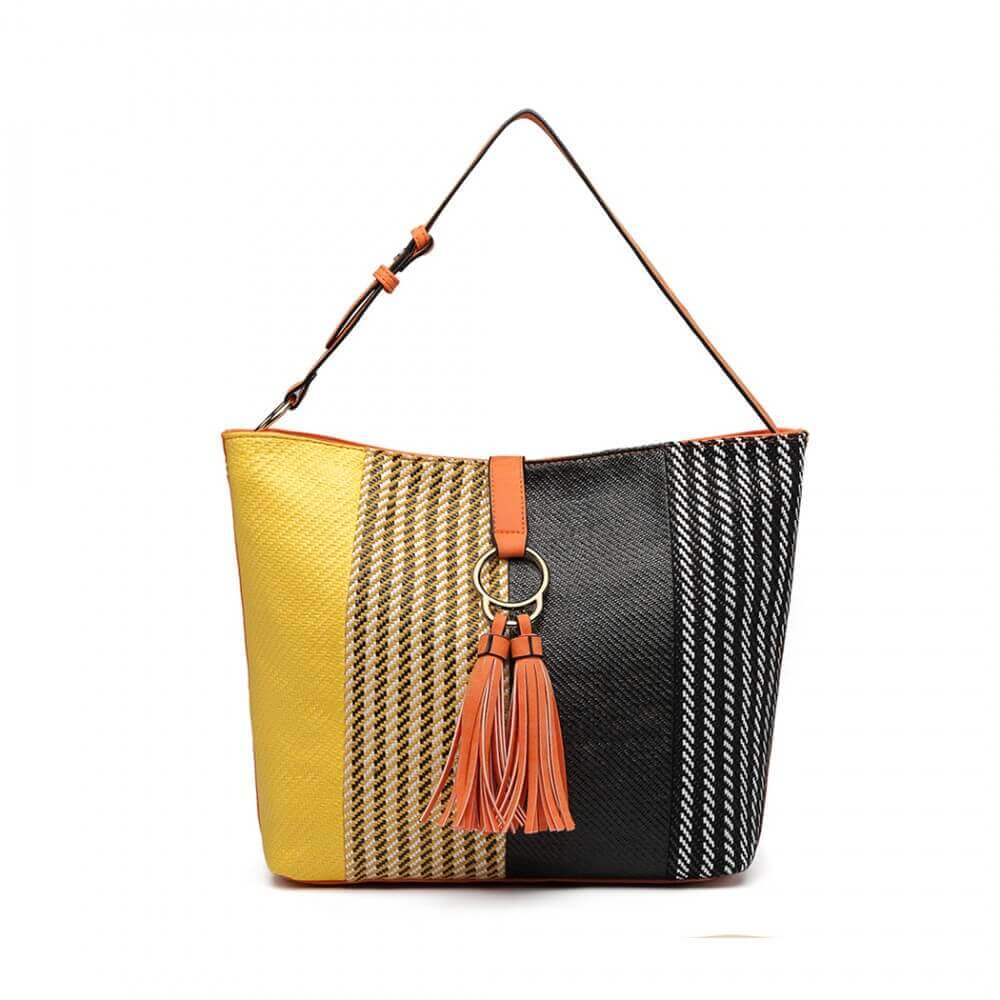 Γυναικεία τσάντα Candace, Μαύρο/Κίτρινο/Πορτοκάλι 1