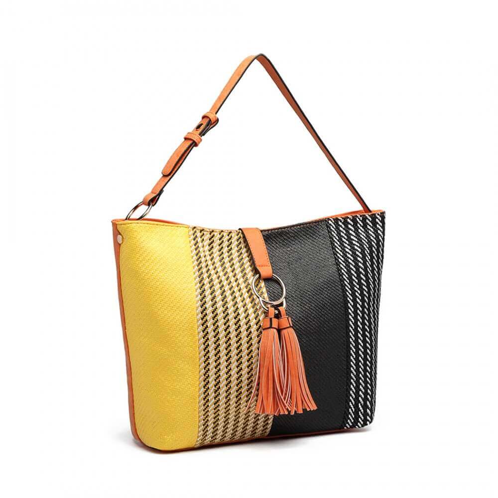 Γυναικεία τσάντα Candace, Μαύρο/Κίτρινο/Πορτοκάλι 2