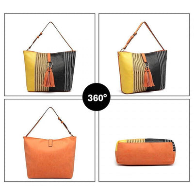 Γυναικεία τσάντα Candace, Μαύρο/Κίτρινο/Πορτοκάλι 3