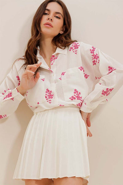 Γυναικείο πουκάμισο Darana, Λευκό/Ροζ 4