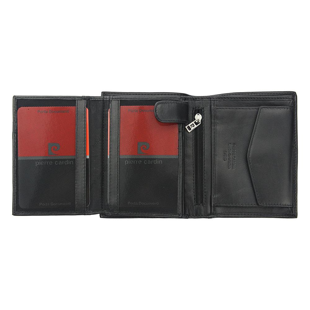 Pierre Cardin | Ανδρικό πορτοφόλι από γνήσιο φυσικό δέρμα GPB030, Μαύρο - με προστασία ασύρματης ανάγνωσης RFID 5