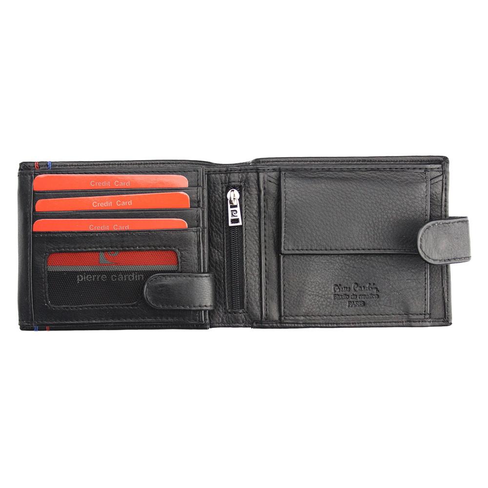 Pierre Cardin | Ανδρικό πορτοφόλι από γνήσιο φυσικό δέρμα GPB032, Μαύρο - με προστασία ασύρματης ανάγνωσης RFID 4