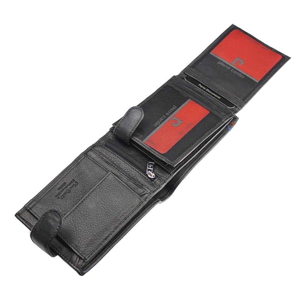 Pierre Cardin | Ανδρικό πορτοφόλι από γνήσιο φυσικό δέρμα GPB032, Μαύρο - με προστασία ασύρματης ανάγνωσης RFID 5
