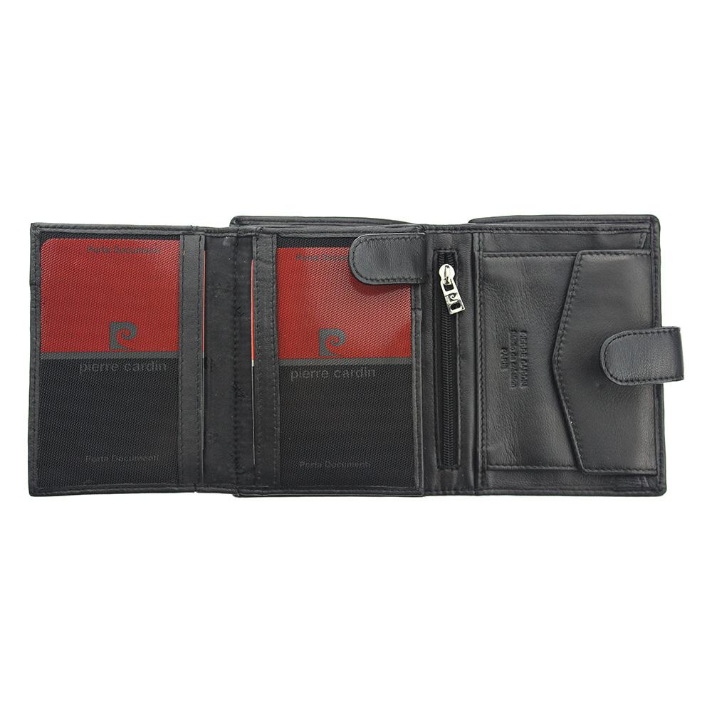 Pierre Cardin | Ανδρικό πορτοφόλι από γνήσιο φυσικό δέρμα GPB034, Μαύρο - με προστασία ασύρματης ανάγνωσης RFID 5