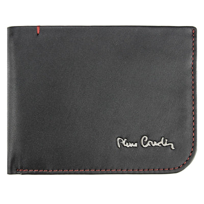 Pierre Cardin | Ανδρικό πορτοφόλι από γνήσιο φυσικό δέρμα GPB041, Μαύρο/Κόκκινο 1