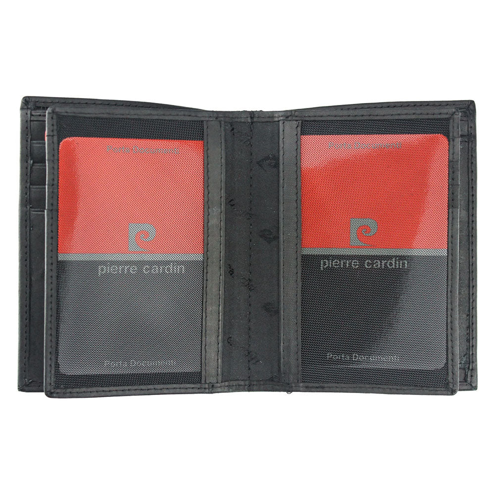 Pierre Cardin | Ανδρικό πορτοφόλι από γνήσιο φυσικό δέρμα GPB053, Μαύρο - με προστασία ασύρματης ανάγνωσης RFID 5