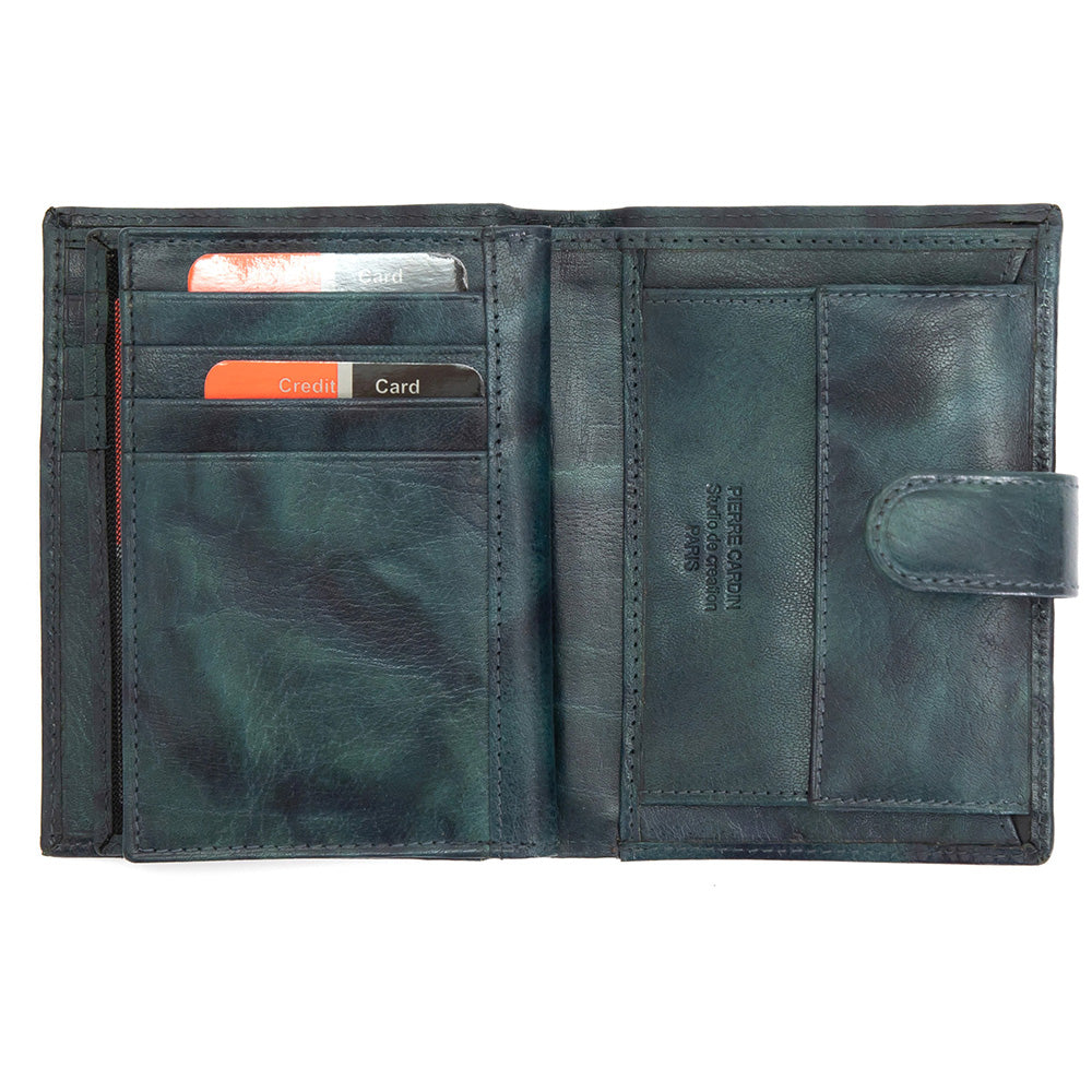 Pierre Cardin | Ανδρικό πορτοφόλι από γνήσιο φυσικό δέρμα GPB055, Πράσινο - με προστασία ασύρματης ανάγνωσης RFID 3