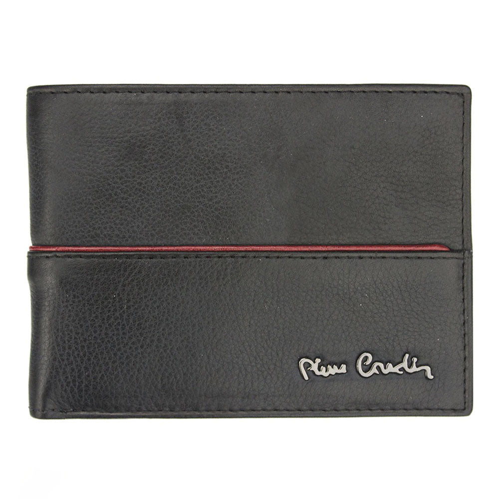 Pierre Cardin | Ανδρικό πορτοφόλι από γνήσιο φυσικό δέρμα GPB057, Μαύρο/Κόκκινο 1