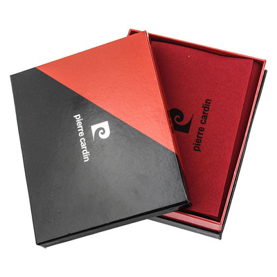 Pierre Cardin | Ανδρικό πορτοφόλι από γνήσιο φυσικό δέρμα GPB057, Μαύρο/Κόκκινο 2