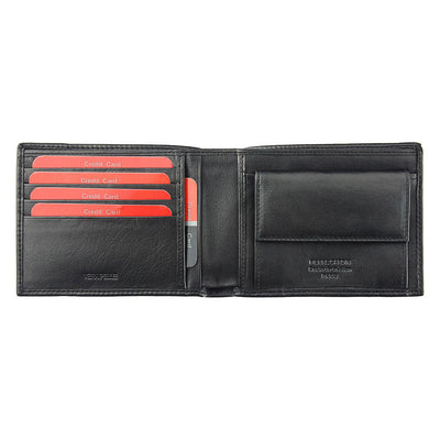 Pierre Cardin | Ανδρικό πορτοφόλι από γνήσιο φυσικό δέρμα GPB057, Μαύρο/Κόκκινο 3