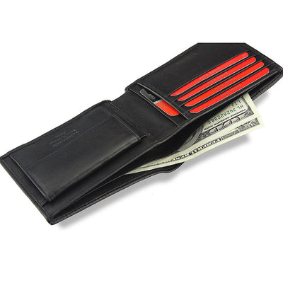 Pierre Cardin | Ανδρικό πορτοφόλι από γνήσιο φυσικό δέρμα GPB057, Μαύρο/Κόκκινο 5