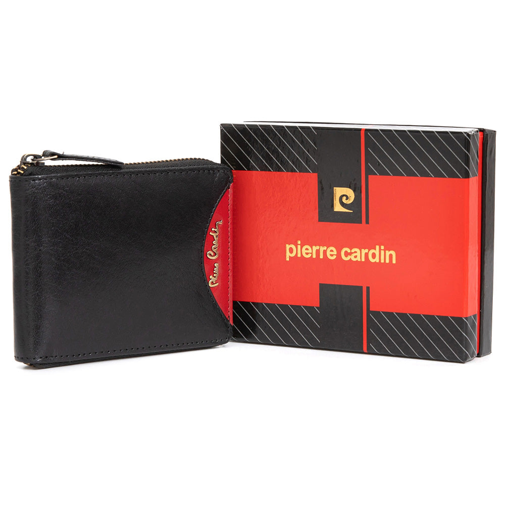 Pierre Cardin | Ανδρικό πορτοφόλι από γνήσιο φυσικό δέρμα GPB060, Μαύρο/Κόκκινο - με προστασία ασύρματης ανάγνωσης RFID 2