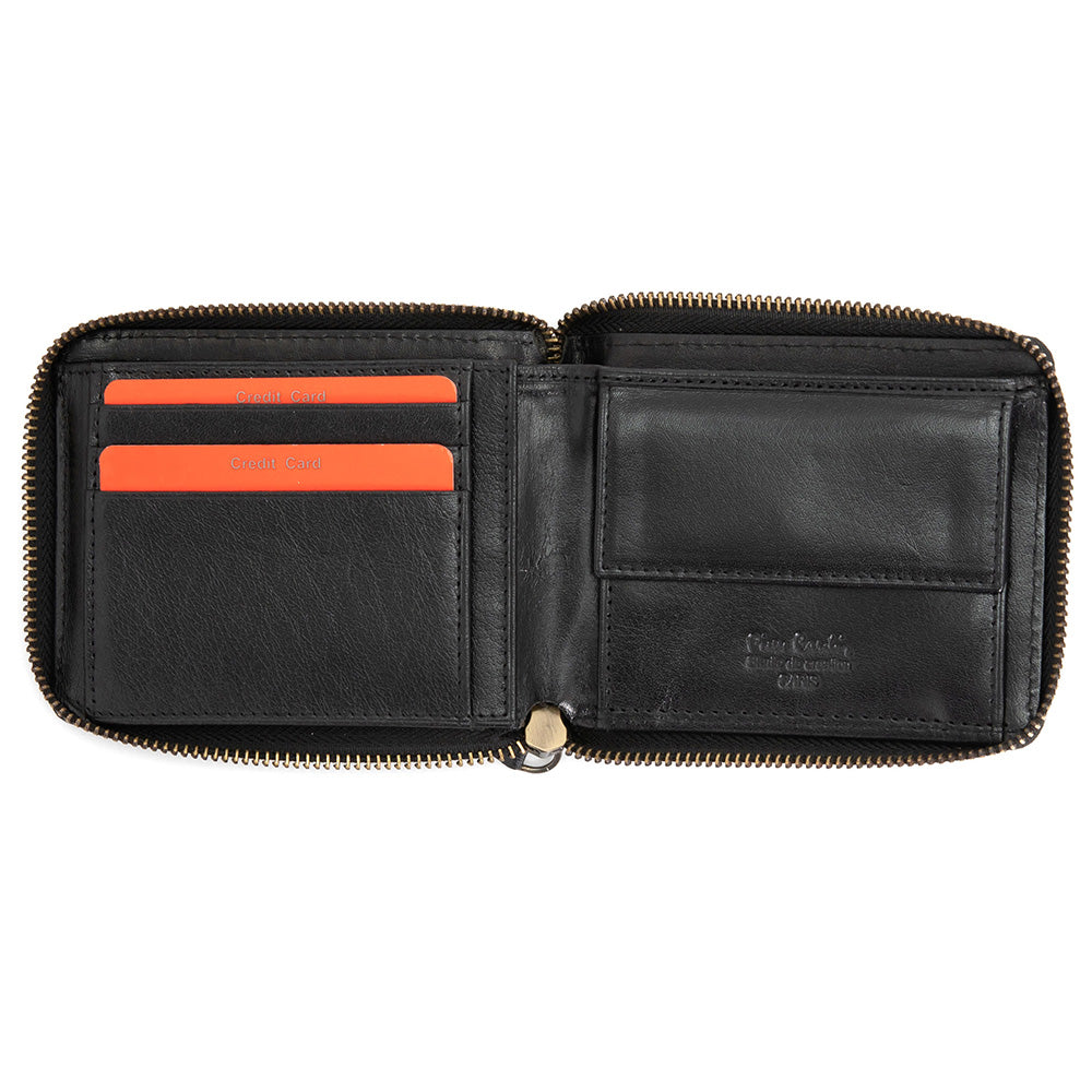 Pierre Cardin | Ανδρικό πορτοφόλι από γνήσιο φυσικό δέρμα GPB060, Μαύρο/Κόκκινο - με προστασία ασύρματης ανάγνωσης RFID 3