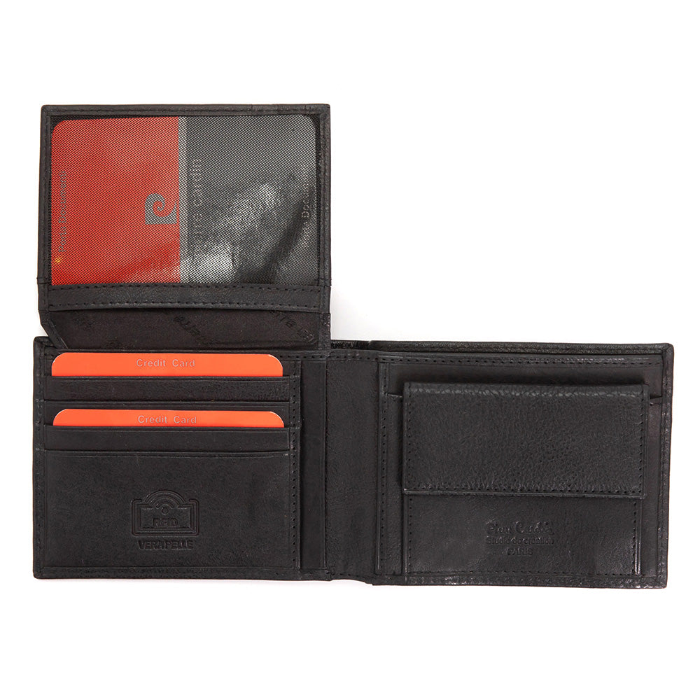 Pierre Cardin | Ανδρικό πορτοφόλι από γνήσιο φυσικό δέρμα GPB072, Μαύρο - με προστασία ασύρματης ανάγνωσης RFID 4