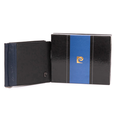 Pierre Cardin | Ανδρική δερμάτινη θήκη καρτών GPB075, Μαύρο/Μπλε - με προστασία ασύρματης ανάγνωσης RFID 2