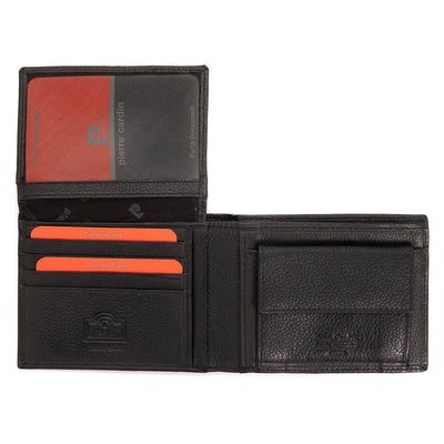 Pierre Cardin | Ανδρικό πορτοφόλι από γνήσιο φυσικό δέρμα GPB077, Μαύρο - με προστασία ασύρματης ανάγνωσης RFID 4