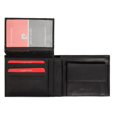 Pierre Cardin | Ανδρικό πορτοφόλι από γνήσιο φυσικό δέρμα GPB083, Μαύρο/Μπλε 4