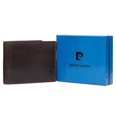 Pierre Cardin | Ανδρικό πορτοφόλι από γνήσιο φυσικό δέρμα GPB370, Σκούρο Καφέ 2