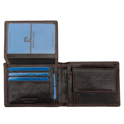 Pierre Cardin | Ανδρικό πορτοφόλι από γνήσιο φυσικό δέρμα GPB370, Σκούρο Καφέ 3