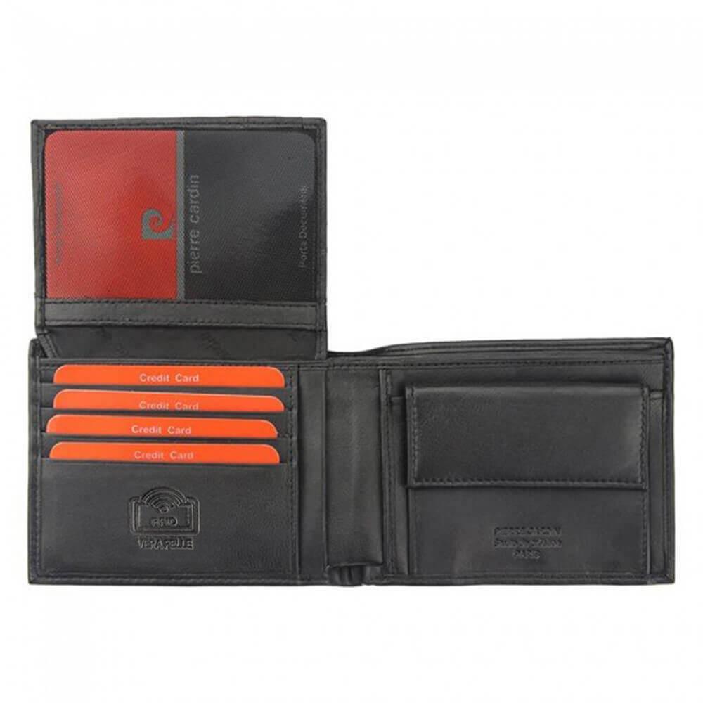 Pierre Cardin | Ανδρικό πορτοφόλι από γνήσιο φυσικό δέρμα GPB472, Μαύρο - με προστασία ασύρματης ανάγνωσης RFID 5