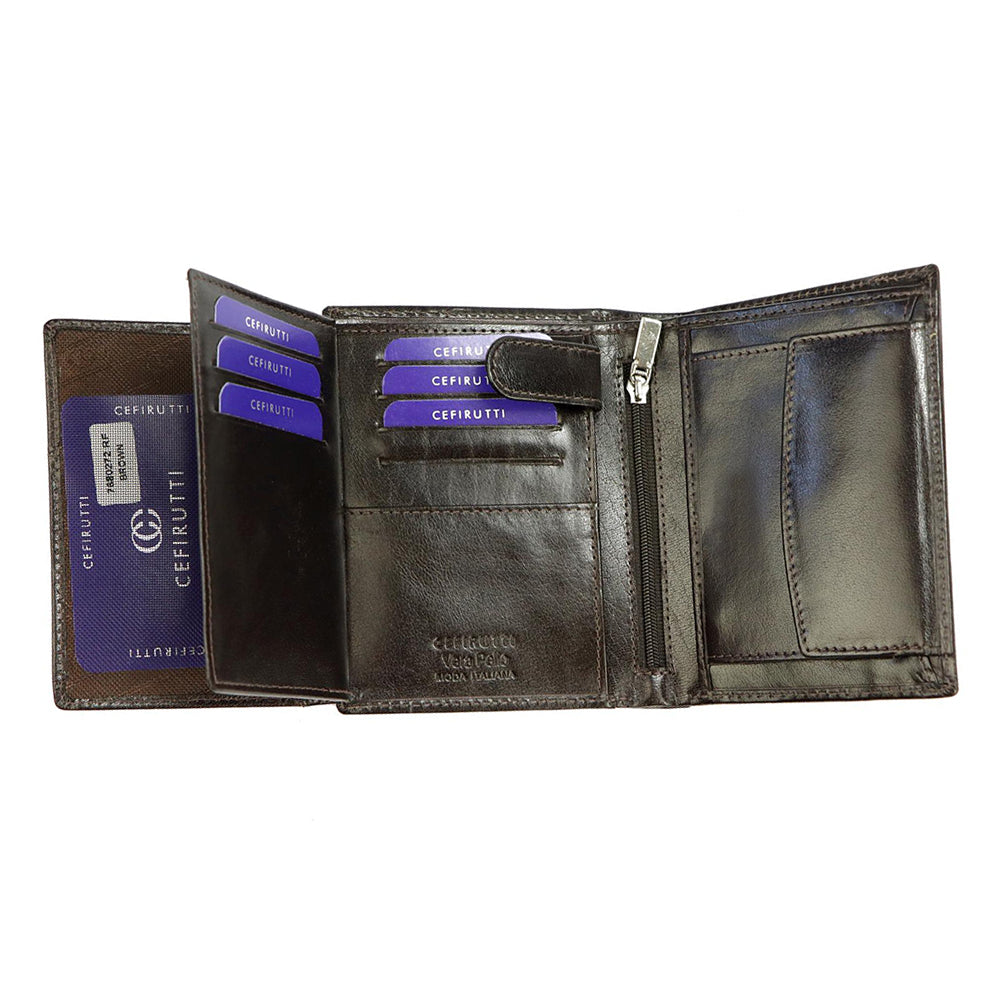 Ανδρικό πορτοφόλι από γνήσιο φυσικό δέρμα GPB523, Σκούρο Καφέ