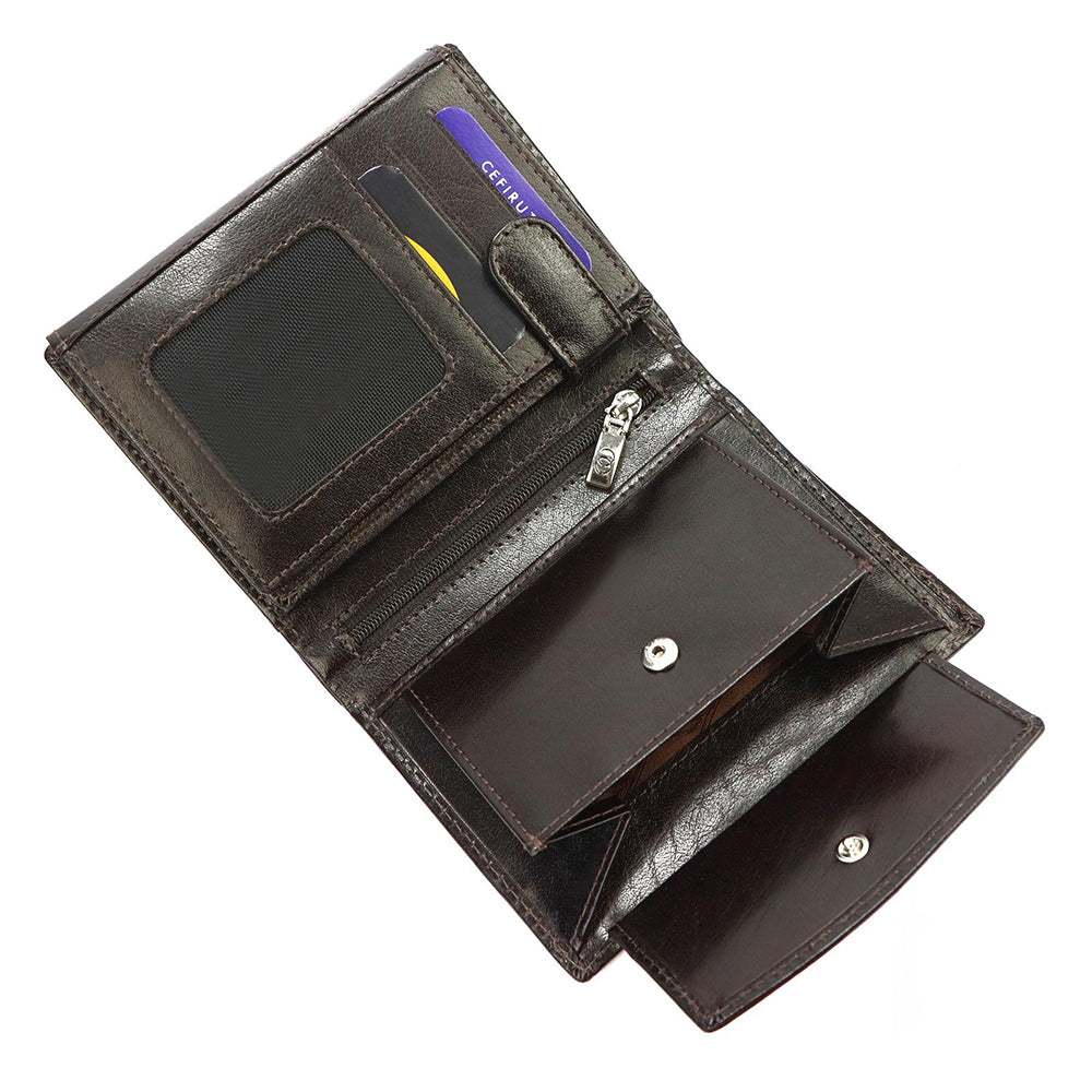 Ανδρικό πορτοφόλι από γνήσιο φυσικό δέρμα GPB523, Σκούρο Καφέ