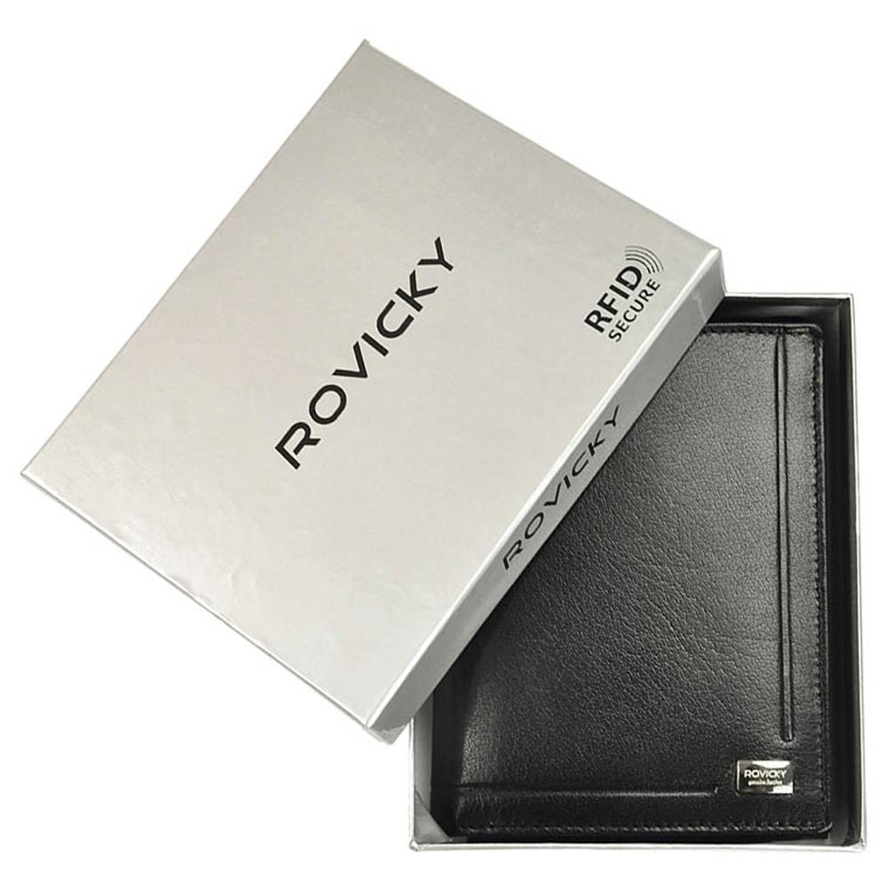 Ανδρικό πορτοφόλι από γνήσιο φυσικό δέρμα GPB629, Μαύρο - με προστασία ασύρματης ανάγνωσης RFID 2