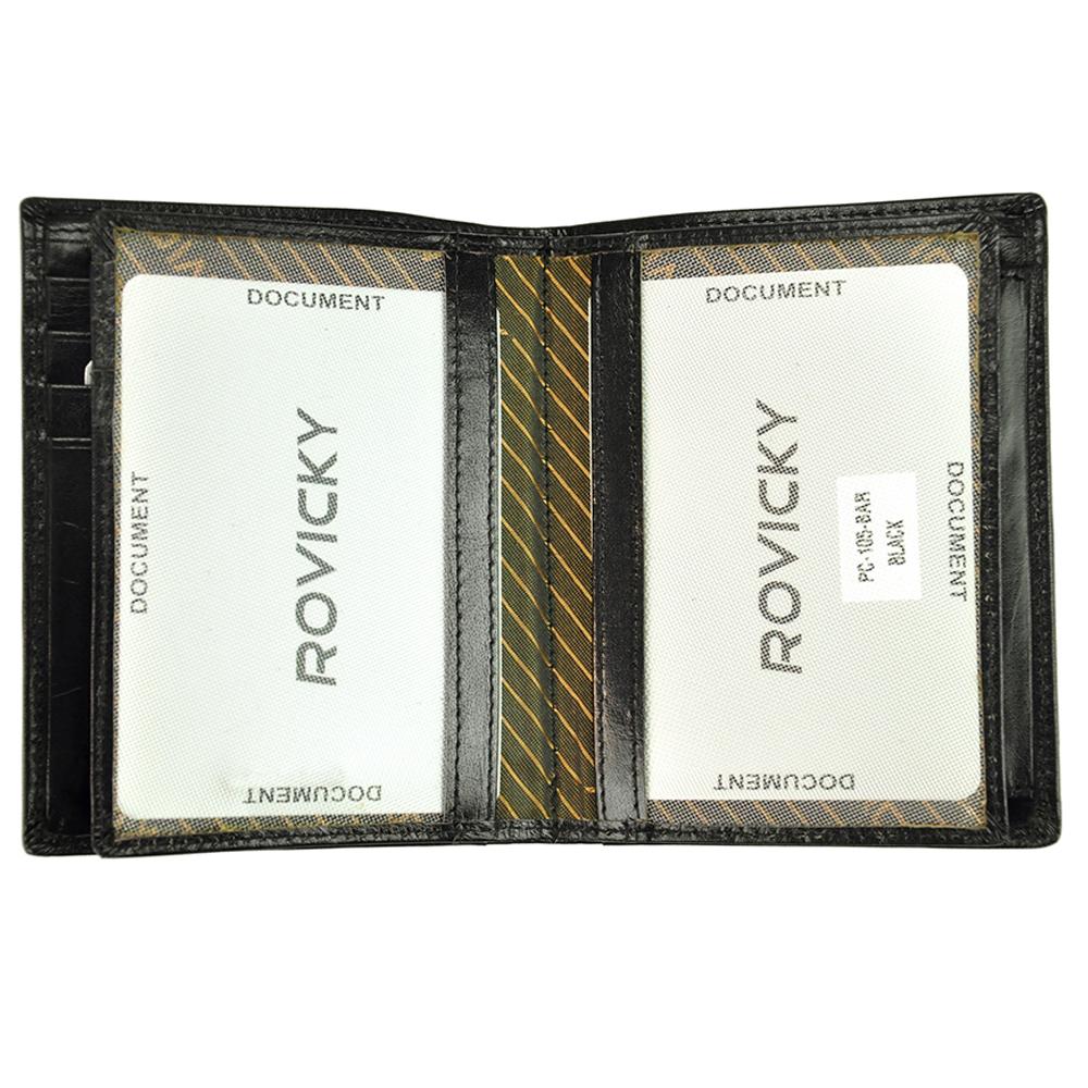 Ανδρικό πορτοφόλι από γνήσιο φυσικό δέρμα GPB629, Μαύρο - με προστασία ασύρματης ανάγνωσης RFID 6
