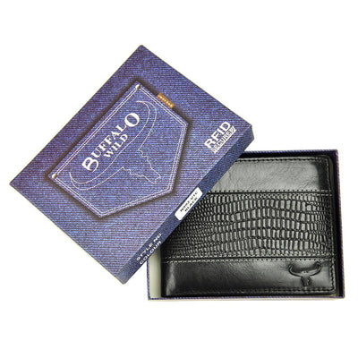 Ανδρικό πορτοφόλι από γνήσιο φυσικό δέρμα GPB640, Μαύρο - με προστασία ασύρματης ανάγνωσης RFID 2
