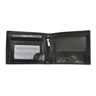 Ανδρικό πορτοφόλι από γνήσιο φυσικό δέρμα GPB640, Μαύρο - με προστασία ασύρματης ανάγνωσης RFID 5