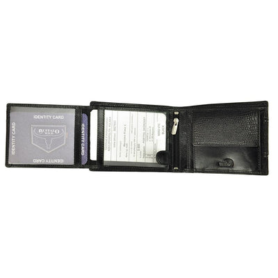 Ανδρικό πορτοφόλι από γνήσιο φυσικό δέρμα GPB640, Μαύρο - με προστασία ασύρματης ανάγνωσης RFID 6