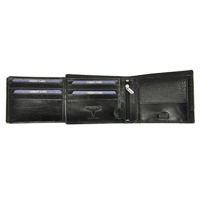 Ανδρικό πορτοφόλι από γνήσιο φυσικό δέρμα GPB640, Μαύρο - με προστασία ασύρματης ανάγνωσης RFID 7