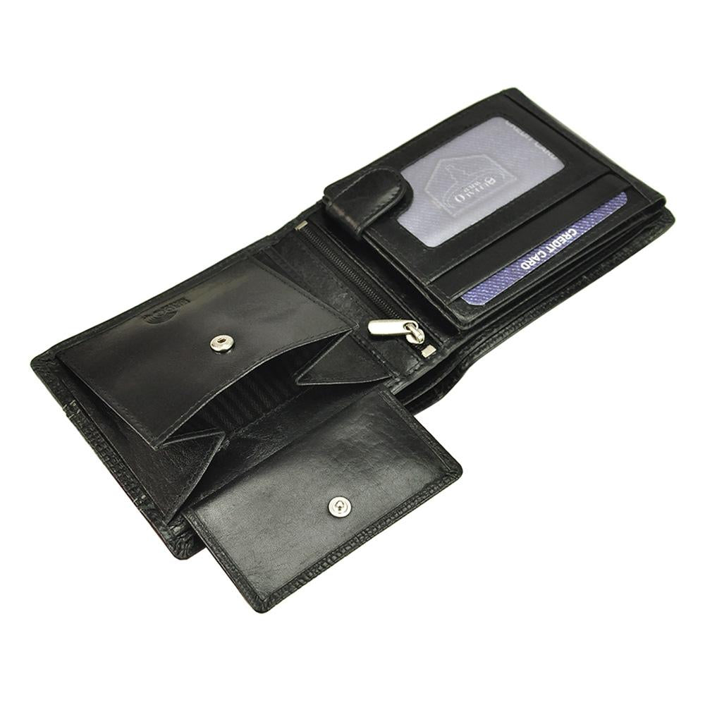 Ανδρικό πορτοφόλι από γνήσιο φυσικό δέρμα GPB640, Μαύρο - με προστασία ασύρματης ανάγνωσης RFID 9