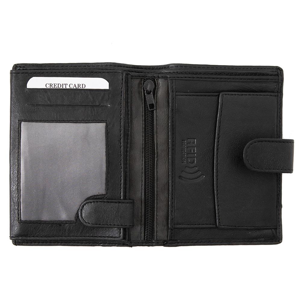 Ανδρικό πορτοφόλι από γνήσιο φυσικό δέρμα GPB647, Μαύρο - με προστασία ασύρματης ανάγνωσης RFID 3