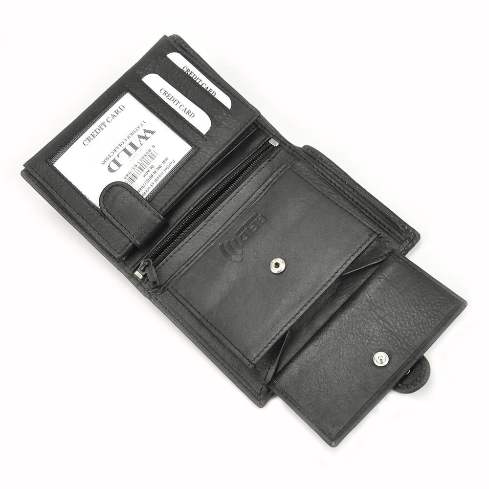 Ανδρικό πορτοφόλι από γνήσιο φυσικό δέρμα GPB657, Μαύρο - με προστασία ασύρματης ανάγνωσης RFID 7