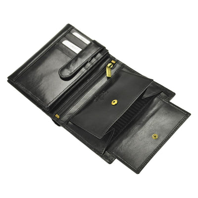 Ανδρικό πορτοφόλι από γνήσιο φυσικό δέρμα GPB663, Μαύρο - με προστασία ασύρματης ανάγνωσης RFID 9