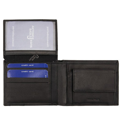 Ανδρικό πορτοφόλι από γνήσιο φυσικό δέρμα GPB669, Μαύρο - με προστασία ασύρματης ανάγνωσης RFID 4