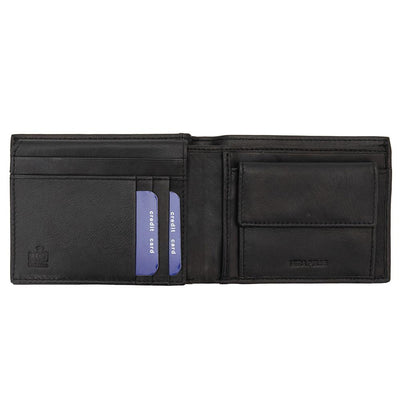 Ανδρικό πορτοφόλι από γνήσιο φυσικό δέρμα GPB670, Μαύρο - με προστασία ασύρματης ανάγνωσης RFID 3