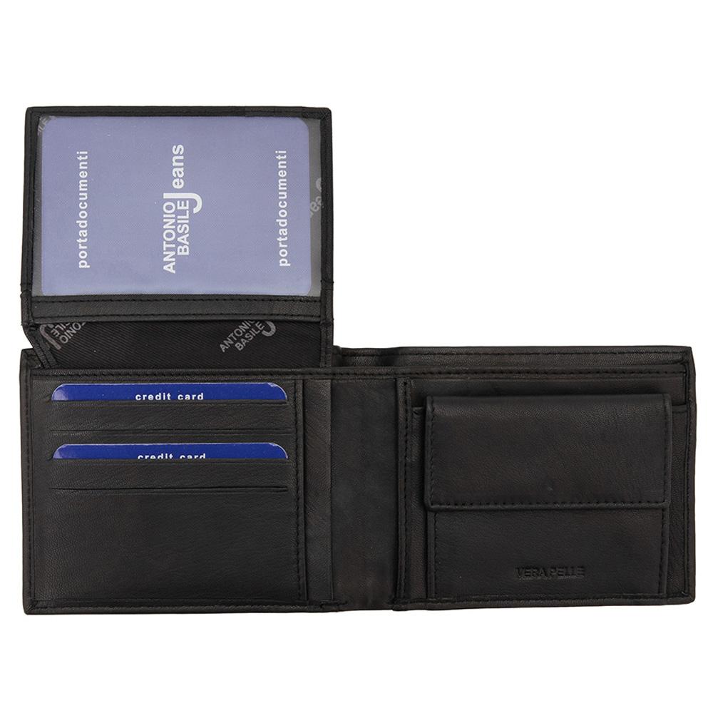Ανδρικό πορτοφόλι από γνήσιο φυσικό δέρμα GPB670, Μαύρο - με προστασία ασύρματης ανάγνωσης RFID 4