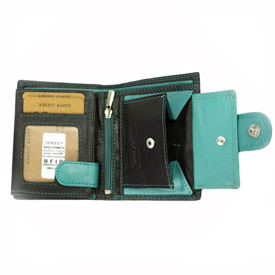 Ανδρικό πορτοφόλι από γνήσιο φυσικό δέρμα GPB679, Μαύρο/Μπλε - με προστασία ασύρματης ανάγνωσης RFID 6