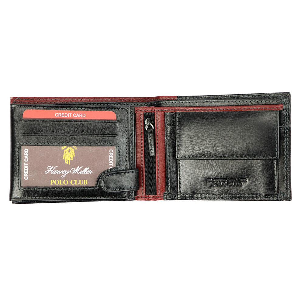 Ανδρικό πορτοφόλι από γνήσιο φυσικό δέρμα GPB697, Μαύρο/Κόκκινο 4