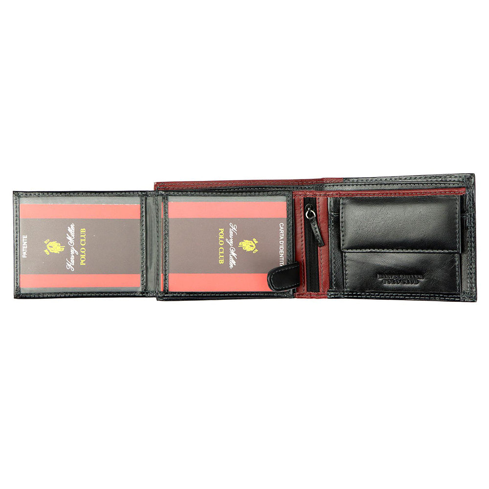 Ανδρικό πορτοφόλι από γνήσιο φυσικό δέρμα GPB697, Μαύρο/Κόκκινο 5
