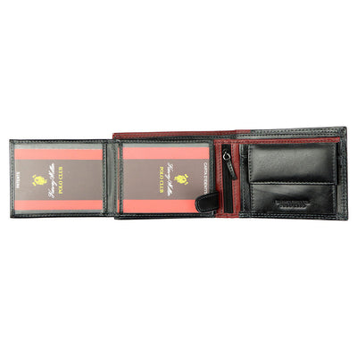 Ανδρικό πορτοφόλι από γνήσιο φυσικό δέρμα GPB697, Μαύρο/Κόκκινο 5