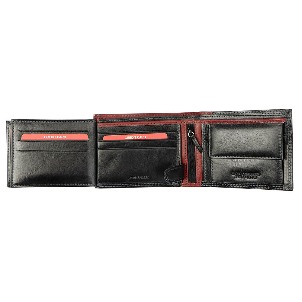 Ανδρικό πορτοφόλι από γνήσιο φυσικό δέρμα GPB697, Μαύρο/Κόκκινο 6